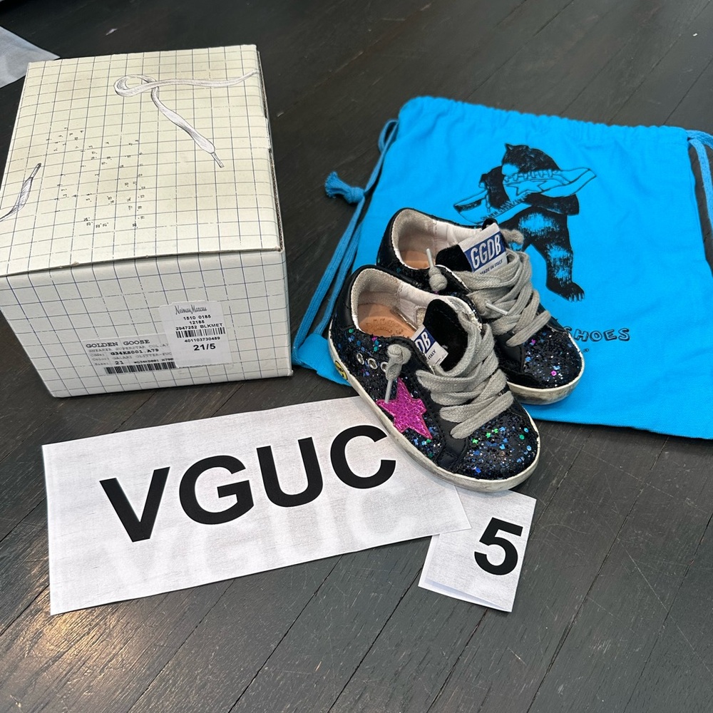 Golden Goose GGDB Kids Galaxy Glitter Fuchsia Sneakers with Star